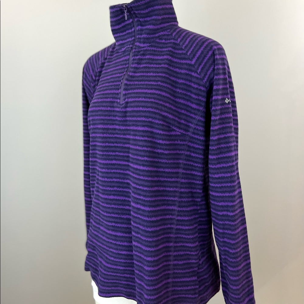 Columbia LG Fleece 1/4 Zip Purple Stripe Baselayer